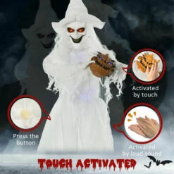 Outsunny 72" Witch Halloween Decoration W/ Motion Activated Light Up Eyes Body 11 Outsunny 72" Witch Halloween Decoration W/ Motion Activated Light Up Eyes Body -Outsunny store 68960352 5