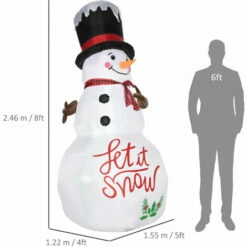Alternative view of Outsunny 8ft Inflatable Snowman W/ Black Hat And Red Scotch Scarf For Lawn