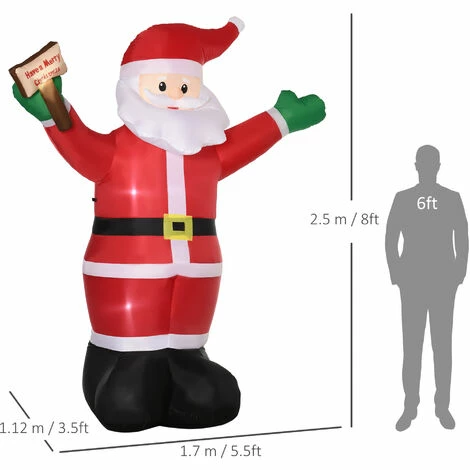 Outsunny 8' Inflatable Christmas Santa Claus Holds Light Sign Of Blessings LED 4 Outsunny 8' Inflatable Christmas Santa Claus Holds Light Sign Of Blessings LED - Image 2