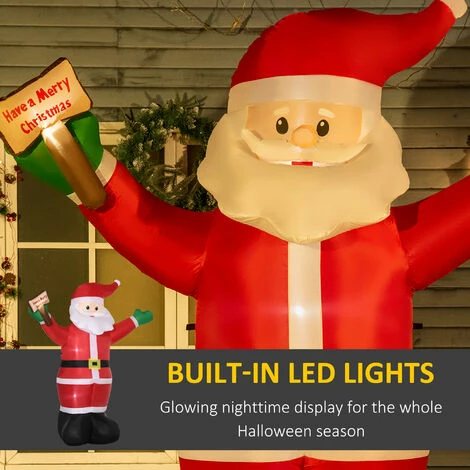 Outsunny 8' Inflatable Christmas Santa Claus Holds Light Sign Of Blessings LED 6 Outsunny 8' Inflatable Christmas Santa Claus Holds Light Sign Of Blessings LED - Image 4