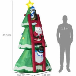 Alternative view of Outsunny 8ft Inflatable Christmas Tree W/ Santa Claus Penguin Snowman On Ladder