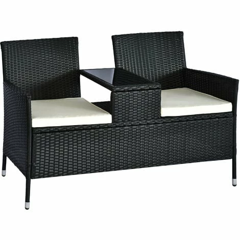 Outsunny Companion Seat Table Chair Conservatory Rattan Loveseat Garden Bench Outsunny Companion Seat Table Chair Conservatory Rattan Loveseat Garden Bench -Outsunny store 7061033 1