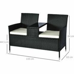 Outsunny Companion Seat Table Chair Conservatory Rattan Loveseat Garden Bench 3 Outsunny Companion Seat Table Chair Conservatory Rattan Loveseat Garden Bench -Outsunny store 7061033 2