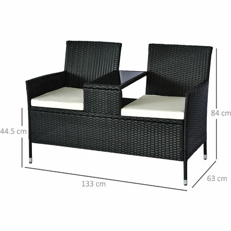 Outsunny Companion Seat Table Chair Conservatory Rattan Loveseat Garden Bench Outsunny Companion Seat Table Chair Conservatory Rattan Loveseat Garden Bench -Outsunny store 7061033 2