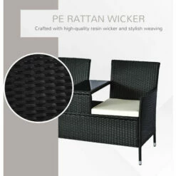 Outsunny Companion Seat Table Chair Conservatory Rattan Loveseat Garden Bench 6 Outsunny Companion Seat Table Chair Conservatory Rattan Loveseat Garden Bench -Outsunny store 7061033 5