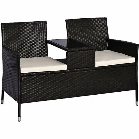 Outsunny Companion Seat Table Chair Conservatory Rattan Loveseat Garden Bench Outsunny Companion Seat Table Chair Conservatory Rattan Loveseat Garden Bench -Outsunny store 7061038 1