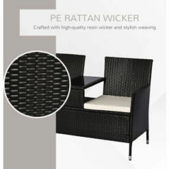 Outsunny Companion Seat Table Chair Conservatory Rattan Loveseat Garden Bench 6 Outsunny Companion Seat Table Chair Conservatory Rattan Loveseat Garden Bench -Outsunny store 7061038 5