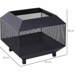 Outsunny Metal Firepit Patio Heater Brazier Garden Square Stove Log Wood Burner -Outsunny store 7061042 2