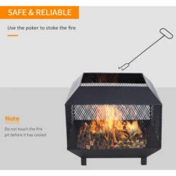 Outsunny Metal Firepit Patio Heater Brazier Garden Square Stove Log Wood Burner -Outsunny store 7061042 4