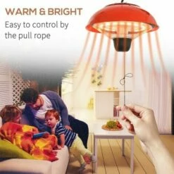 Outsunny Patio Heater 1500W Electric Aluminium Ceiling Hanging Garden Light Lamp -Outsunny store 7061053 5
