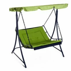 Outsunny 2 Seater Canopy Swing Chair Garden Hammock Bench Outdoor Lounger Green