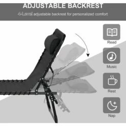 Outsunny Sun Lounger Reclining Cot Foldable Folding Garden Chair Bed Relaxer -Outsunny store 7061063 4