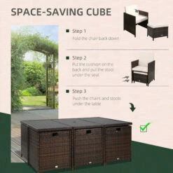 Outsunny 11PC Garden Rattan Dining Set Cushion Patio Table Chair Conservatory -Outsunny store 7061065 4