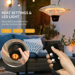 Outsunny Patio Ceiling Hanging Heater 1500W Electric Aluminium Remote Control 5 Outsunny Patio Ceiling Hanging Heater 1500W Electric Aluminium Remote Control -Outsunny store 7061066 4