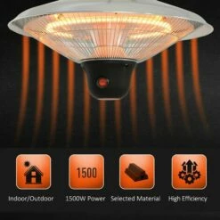 Outsunny Patio Ceiling Hanging Heater 1500W Electric Aluminium Remote Control 6 Outsunny Patio Ceiling Hanging Heater 1500W Electric Aluminium Remote Control -Outsunny store 7061066 5