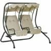 Outsunny 2 Seater Garden Metal Swing Seat Patio Swinging Chair Hammock Canopy -Outsunny store 7061067 1