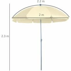 Outsunny 2.2m Tilt Garden Parasol Beach Umbrella Patio Sun Shade Cream White -Outsunny store 7061094 2