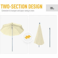 Outsunny 2.2m Tilt Garden Parasol Beach Umbrella Patio Sun Shade Cream White -Outsunny store 7061094 5