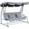 Outsunny 3 Seater Swing Chair For Outdoor W/ Adjustable Canopy, Grey -Outsunny store 7131311 1