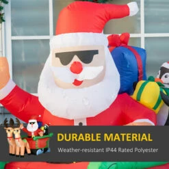 Outsunny 6' Inflatable Christmas Santa Claus And Penguin On Sleigh W/ Reindeer -Outsunny store 71492042 5