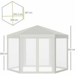 Outsunny Garden Hexagonal Gazebo Patio Outdoor Canopy Patio Party Tent White 3 Outsunny Garden Hexagonal Gazebo Patio Outdoor Canopy Patio Party Tent White -Outsunny store 7186692 2