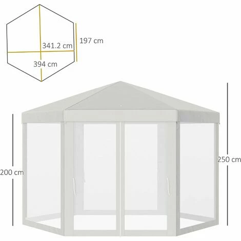 Outsunny Garden Hexagonal Gazebo Patio Outdoor Canopy Patio Party Tent White Outsunny Garden Hexagonal Gazebo Patio Outdoor Canopy Patio Party Tent White -Outsunny store 7186692 2