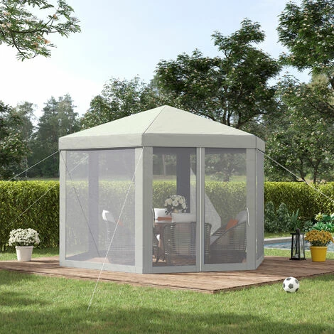 Outsunny Garden Hexagonal Gazebo Patio Outdoor Canopy Patio Party Tent White Outsunny Garden Hexagonal Gazebo Patio Outdoor Canopy Patio Party Tent White -Outsunny store 7186692 3