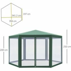 Outsunny Garden Hexagonal Gazebo Patio Outdoor Canopy Patio Party Tent Green 3 Outsunny Garden Hexagonal Gazebo Patio Outdoor Canopy Patio Party Tent Green -Outsunny store 7186693 2