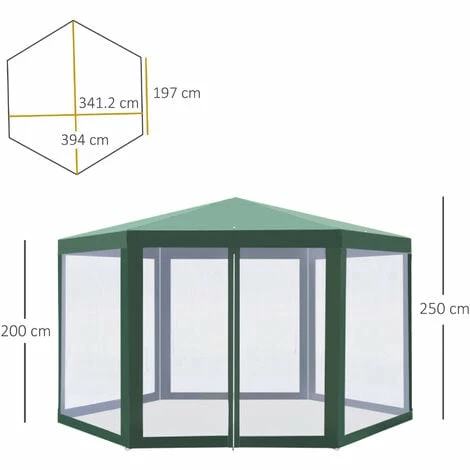 Outsunny Garden Hexagonal Gazebo Patio Outdoor Canopy Patio Party Tent Green Outsunny Garden Hexagonal Gazebo Patio Outdoor Canopy Patio Party Tent Green -Outsunny store 7186693 2