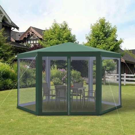 Outsunny Garden Hexagonal Gazebo Patio Outdoor Canopy Patio Party Tent Green Outsunny Garden Hexagonal Gazebo Patio Outdoor Canopy Patio Party Tent Green -Outsunny store 7186693 3