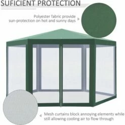 Outsunny Garden Hexagonal Gazebo Patio Outdoor Canopy Patio Party Tent Green 5 Outsunny Garden Hexagonal Gazebo Patio Outdoor Canopy Patio Party Tent Green -Outsunny store 7186693 4