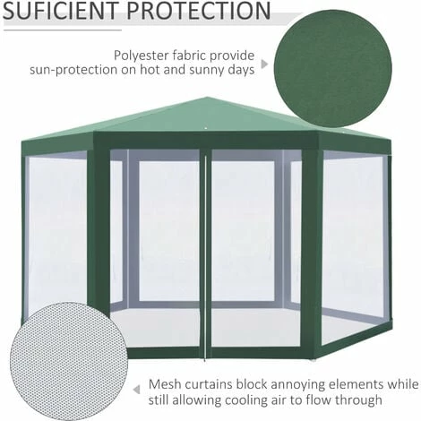 Outsunny Garden Hexagonal Gazebo Patio Outdoor Canopy Patio Party Tent Green Outsunny Garden Hexagonal Gazebo Patio Outdoor Canopy Patio Party Tent Green -Outsunny store 7186693 4