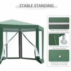 Outsunny Garden Hexagonal Gazebo Patio Outdoor Canopy Patio Party Tent Green 6 Outsunny Garden Hexagonal Gazebo Patio Outdoor Canopy Patio Party Tent Green -Outsunny store 7186693 5