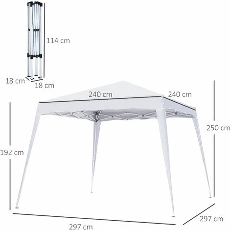 Outsunny Garden Pop up Gazebo Tent Party Water-resistant 2.5 x 2.5M White Outsunny Garden Pop Up Gazebo Tent Party Water-resistant 2.5 X 2.5M White -Outsunny store 7441228 2