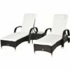 Outsunny 3 PCS Rattan Lounger Recliner Bed Garden Furniture Set W/ Side Table -Outsunny store 7505358 1