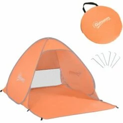 Outsunny 2-3 Person Pop Up Tent Instant Camping Tent Sun Shade Shelter, Orange