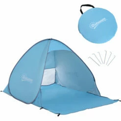 Outsunny 2-3 Person Pop Up Tent Instant Camping Tent Sun Shade Shelter, Blue