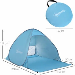 Alternative view of Outsunny 2-3 Person Pop Up Tent Instant Camping Tent Sun Shade Shelter, Blue