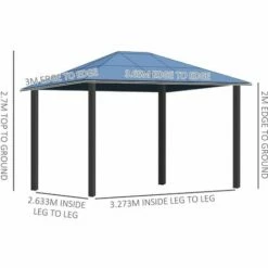 Outsunny 3.6x3(m) Hardtop Gazebo Garden Pavilion W/ Polycarbonate Roof, Brown -Outsunny store 7586160 2