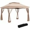Outsunny Garden Folding Tent Heavy Duty Pop Up Gazebo Outdoor For Party Khaki -Outsunny store 7586166 1