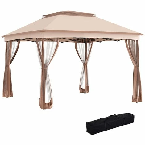 Outsunny Garden Folding Tent Heavy Duty Pop Up Gazebo Outdoor for Party Khaki Outsunny Garden Folding Tent Heavy Duty Pop Up Gazebo Outdoor For Party Khaki -Outsunny store 7586166 1
