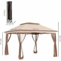 Outsunny Garden Folding Tent Heavy Duty Pop Up Gazebo Outdoor For Party Khaki 3 Outsunny Garden Folding Tent Heavy Duty Pop Up Gazebo Outdoor For Party Khaki -Outsunny store 7586166 2