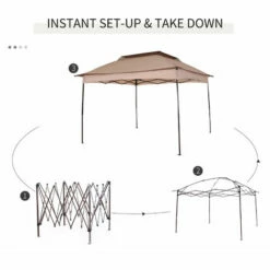 Outsunny Garden Folding Tent Heavy Duty Pop Up Gazebo Outdoor For Party Khaki 6 Outsunny Garden Folding Tent Heavy Duty Pop Up Gazebo Outdoor For Party Khaki -Outsunny store 7586166 5