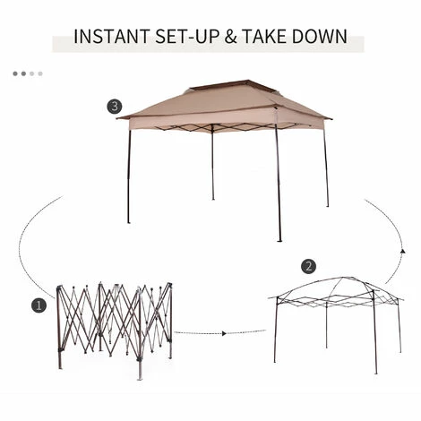 Outsunny Garden Folding Tent Heavy Duty Pop Up Gazebo Outdoor for Party Khaki Outsunny Garden Folding Tent Heavy Duty Pop Up Gazebo Outdoor For Party Khaki -Outsunny store 7586166 5