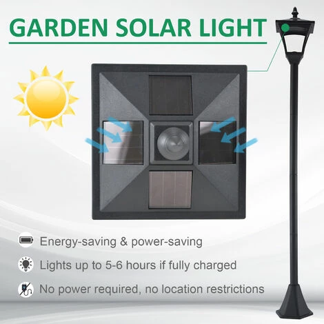Outsunny Outdoor Garden Solar Light With Base Freestanding Energy-saving Optical 6 Outsunny Outdoor Garden Solar Light With Base Freestanding Energy-saving Optical - Image 4