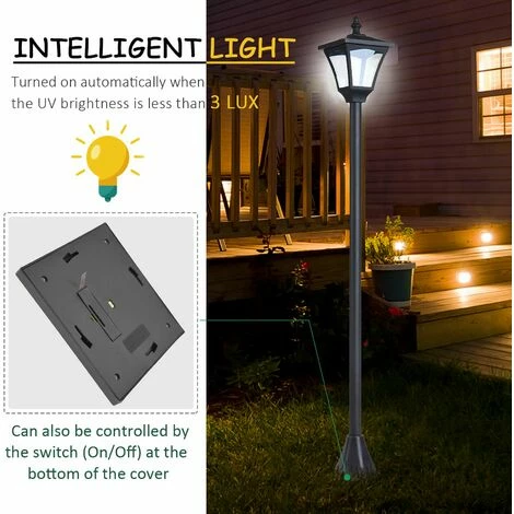 Outsunny Outdoor Garden Solar Light With Base Freestanding Energy-saving Optical 7 Outsunny Outdoor Garden Solar Light With Base Freestanding Energy-saving Optical - Image 5