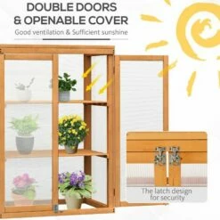 Outsunny 2 Shelves Wooden Cold Frame Grow House Greenhouse Outdoor Plant Storage -Outsunny store 7835093 5
