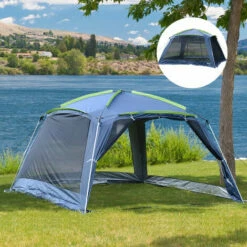 Outsunny Camping Tent Sun Shelter Shade For Garden Park Outdoor Dark Green -Outsunny store 7835130 3