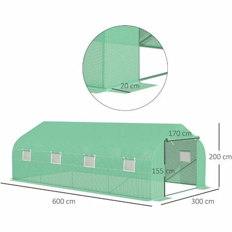 Outsunny 6 x 3M Walk in Polytunnel Greenhouse Large Outdoor Grow House w/ Door Outsunny 6 X 3M Walk In Polytunnel Greenhouse Large Outdoor Grow House W/ Door -Outsunny store 7835241 2