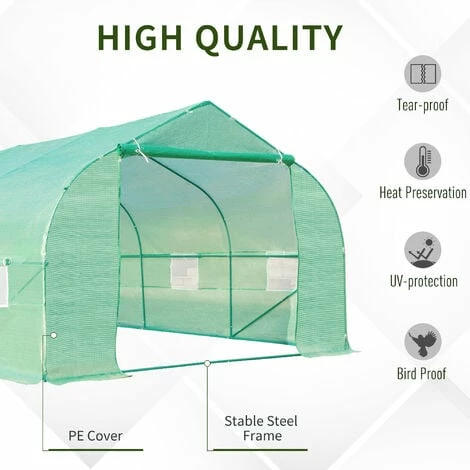 Outsunny 6 x 3M Walk in Polytunnel Greenhouse Large Outdoor Grow House w/ Door Outsunny 6 X 3M Walk In Polytunnel Greenhouse Large Outdoor Grow House W/ Door -Outsunny store 7835241 4